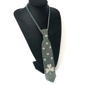 Handmade vintage glass pearl Irish shamrock tie necklace